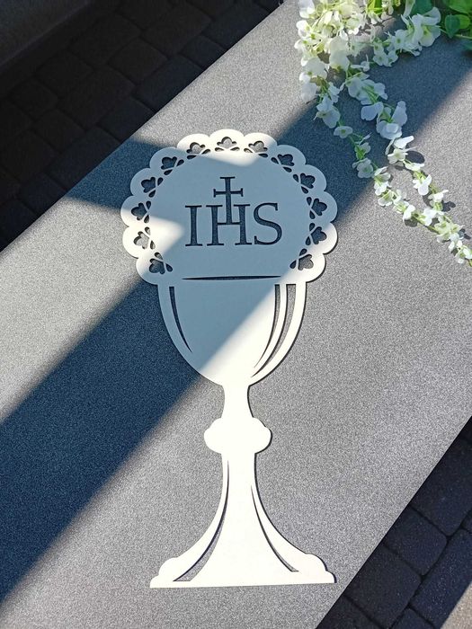 60cm !!! DUŻA! - 1 Komunia Św. - kielich z hostią, HDF