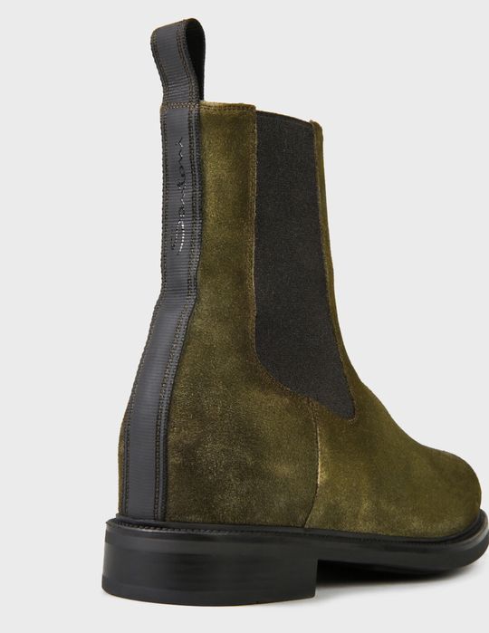 Santoni оригінал Італія замшеві чоботи ботинки челсі зелені хакі