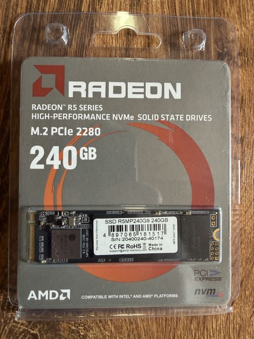 Продам новий SSD накопичувач Radeon M.2 Pcie 2280 Nvme 240Gb.