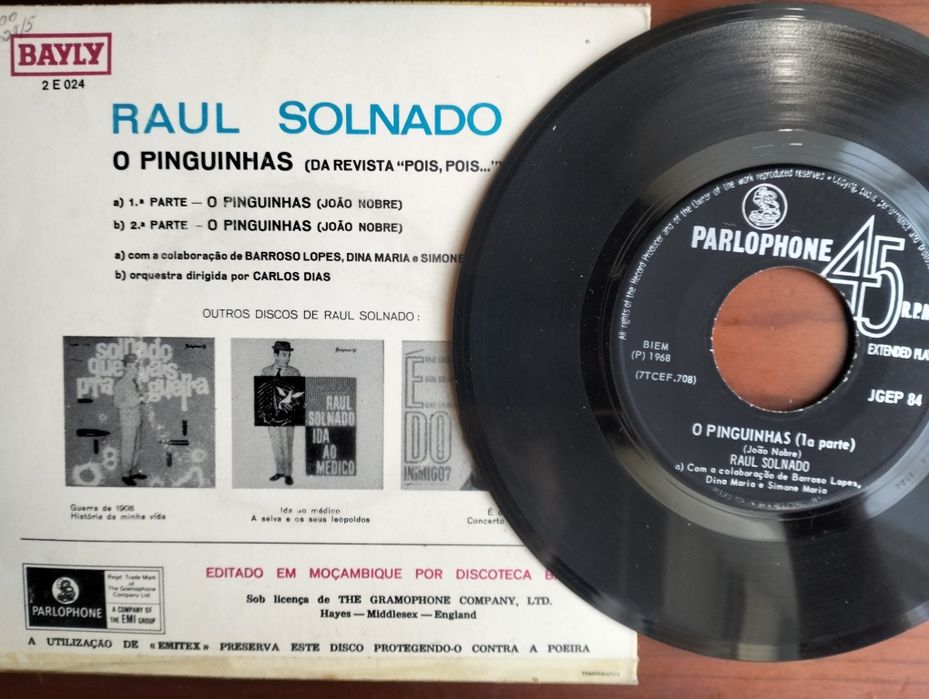 Disco de vinil single Raul Solnado - 'O Pinguinhas'