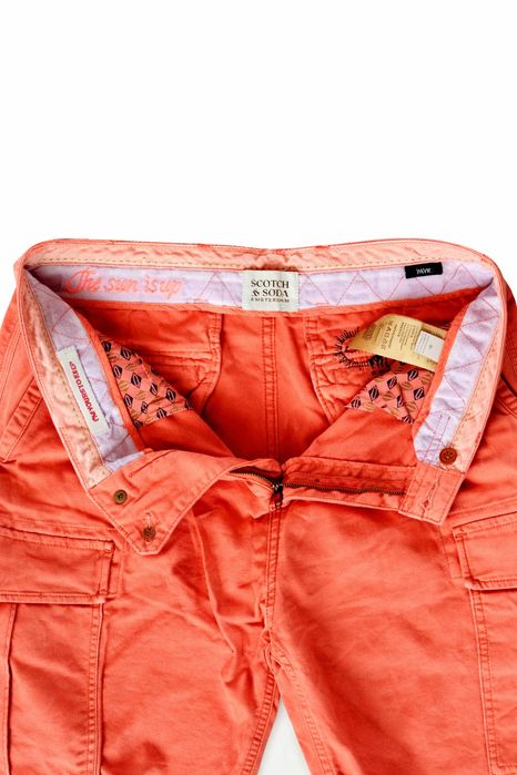 Męskie spodenki cargo Scotch & Soda pomarańczowe – 6 kieszeni