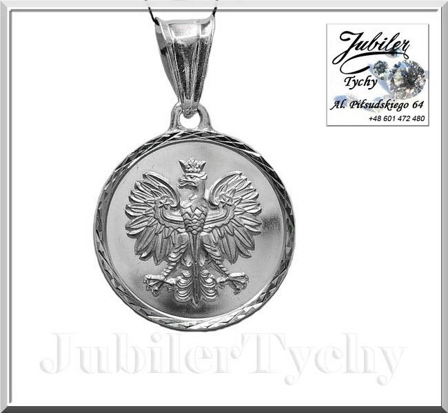 Srebrny Orzeł Wisiorek Orzełek Polski Srebro Ag 925 Polska Godło Tychy