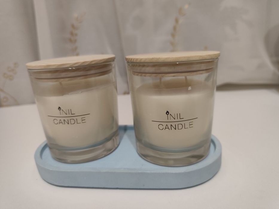 свічки ручної роботи з соевого воску,в слянній тарі .Нові.