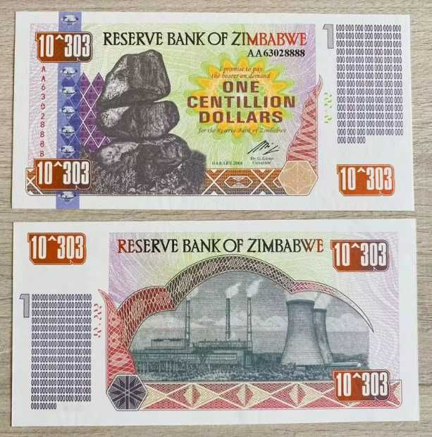 Banknot kolekcjonerski One Centillion dolar Zimbabwe UNC UV Prezent Komunia