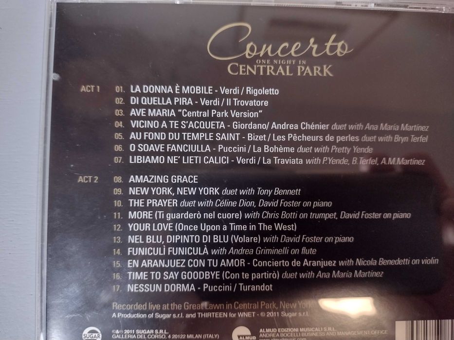 CD Andrea Bocelli One Night in Central Park Concerto