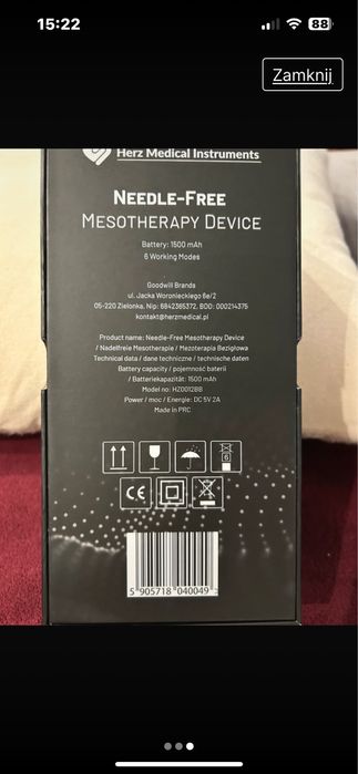 Urzadzenie do mezoterapii beziglowej Orginalne