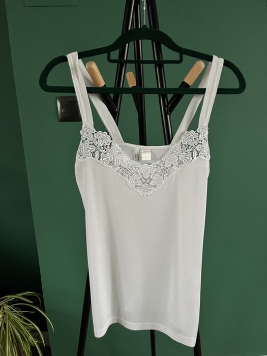 Podkoszulek bluzka piżama top bezrękawnik bawełna biała naturaline