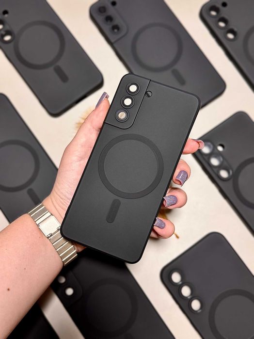 Силіконовий чохол хром MagSafe магніт протиударний з лінзами Samsung