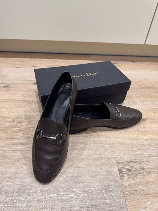 Шкіряні лофери Massimo Dutti, р. 39 в кольорі шоколад