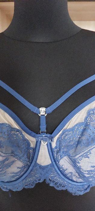 Lanny Mode Elegancki Niebieski Biustonosz Odpinane Strapsy 90D