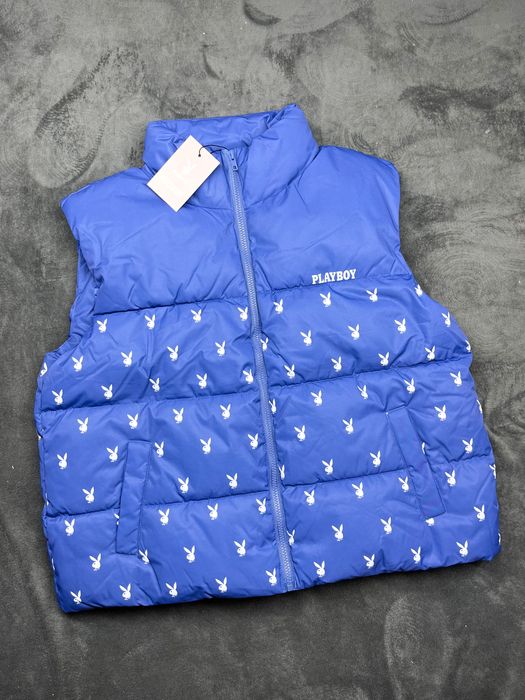 Kamizelka bezrękawnik playboy hit niebieski oversize