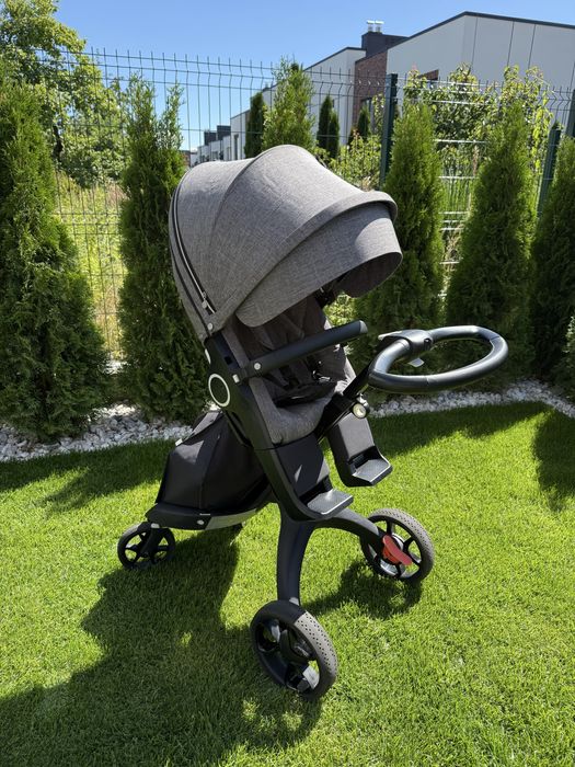 коляска Stokke Xplory V6 меланж cybex з чорною ручкою 2 в 1