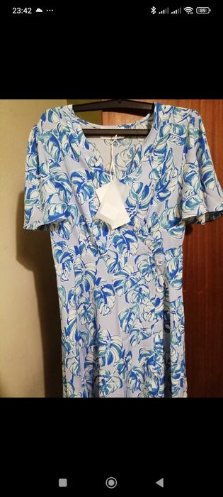 Vestido comprido tons azul novo
