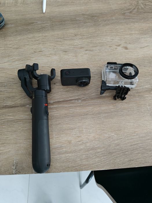 Xiaomi action cam 4k + gimbal + caixa estanque