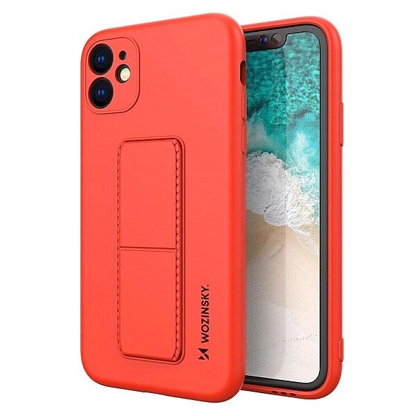Wozinsky Kickstand Case silikonowe etui z podstawką iPhone 12 Pro czer