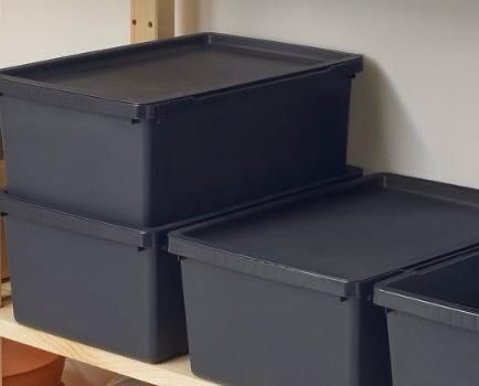 Caixa de arrumação c/ tampa, preto, 35x25x14 cm/9 l