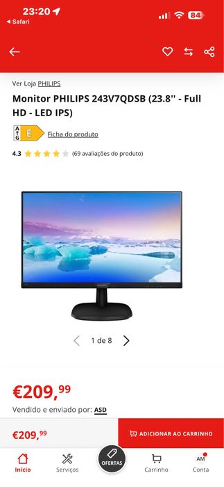 Monitor Philips 243V7QDSB