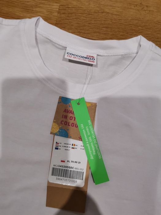 Biała gładka bluzeczka 152 coccodrillo NOWA
