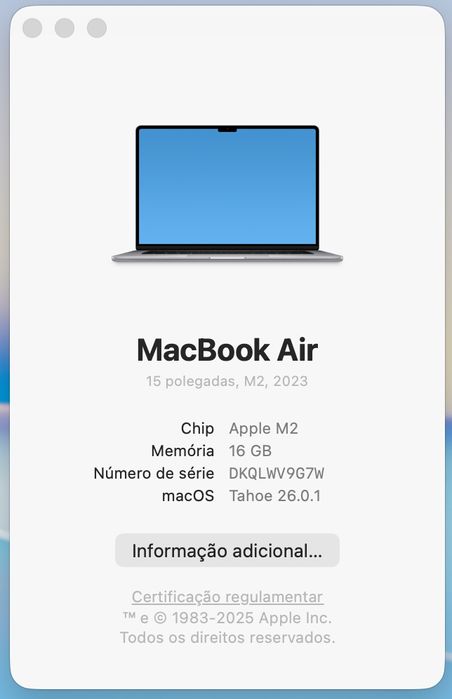 MacBook Air M2 (2023) | 15" | 16GB/256GB | Perfeitas condições