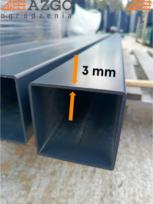 SŁUP OGRODZENIOWY GRUBY Stalowy 60x40mm 3mm 3m Ocynkowany Lakierowany
