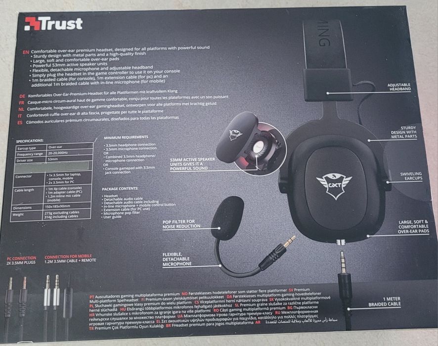 Nowe słuchawki Trust Zamak 414 GXT wysoki model przetworniki 53mm noedymowe