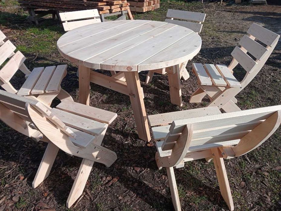 Meble ogrodowe duże, stół okrągły, 6 krzeseł, promocja !!! Od ręki!!!