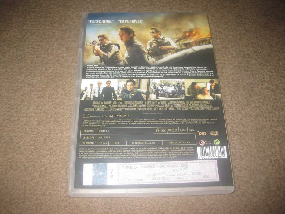DVD "Sicario - Infiltrado" com Benicio Del Toro/Raro!