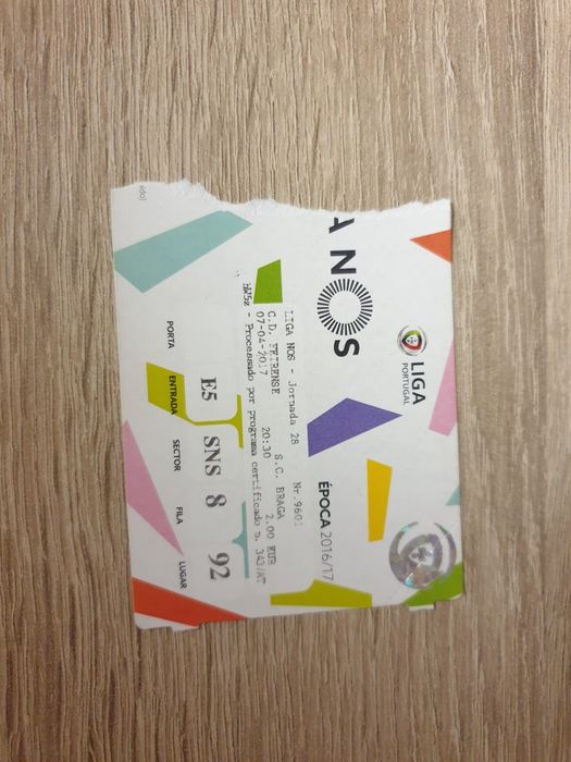 Bilhete Feirense - Braga Liga NOS