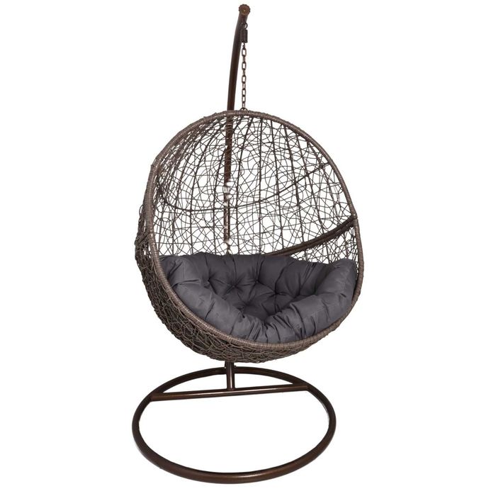 Fotel Wiszący Ogrodowy Kokon Technorattan Gruba Poduszka Składany