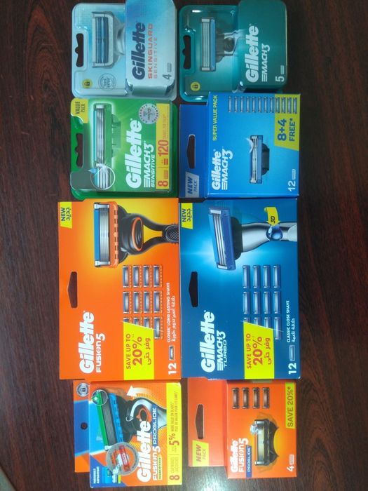 Касети для гоління Gillette Fusion5, Proglide, Mach3, Turbo