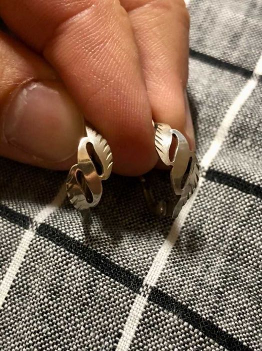 Stare Srebrne Kolczyki Srebro Czechosłowacja