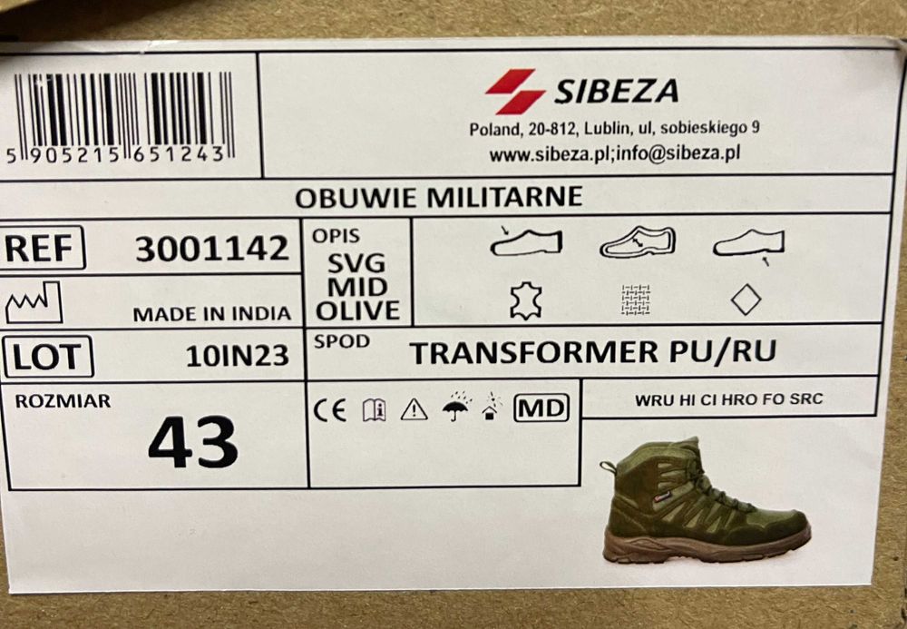 Buty Taktyczne SVG MID Sibeza Olive Green / rozm. 43 / Nowe