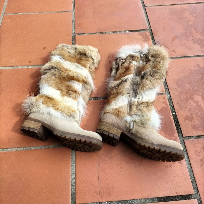 Botas de neve de pele de coelho