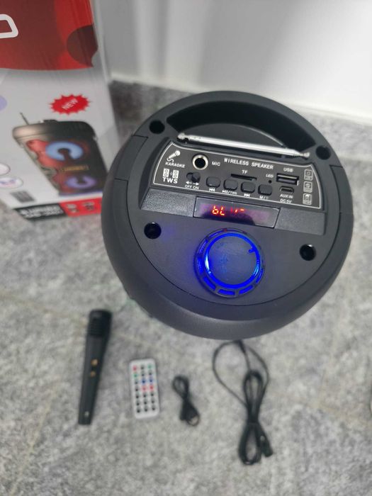 Coluna Bluetooth Kimiso QS-2401 | 1000W | Karaoke | LED | Microfone |
