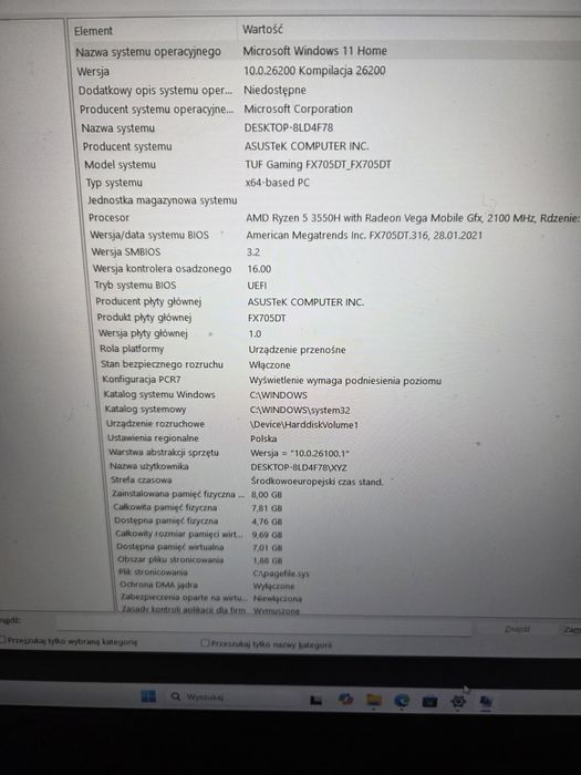 ASUS TUF Gaming 17,3, + Windows , AMD Ryzen 5, 2,1 ghz 8GB 512GB