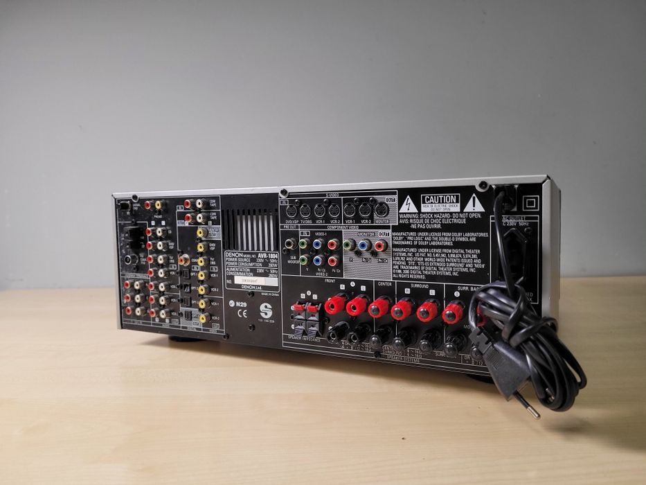 Amplituner Denon AVR-1804 - AV 6.1, srebrny, Super stan, Phono