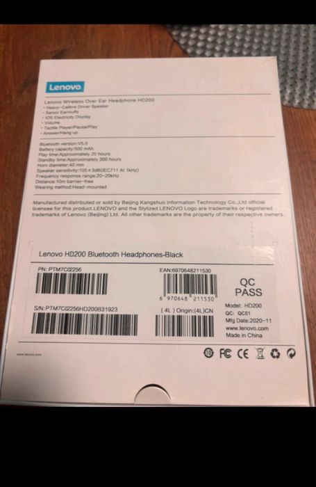 Słuchawki nauszne Lenovo HD200 – przewodowe z mozliwoscia bluetooth