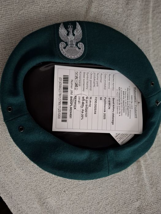 Beret WP Zielony Wojsk Lądowych MON rozmiar 56.