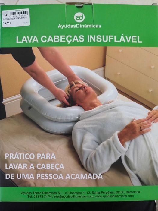 colchão de prevenção de escaras e insuflável para lavar cabeça a pessoas acamadas