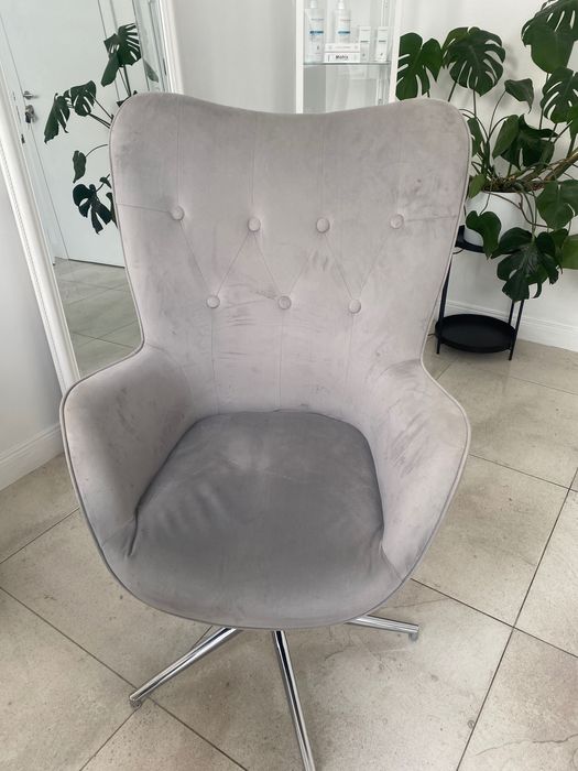 Fotel szary welur stan bardzo dobry Agata meble