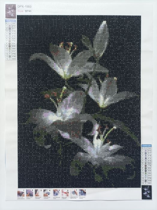 Haft diamentowy gotowy obraz Lilie