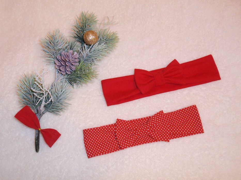 Opaska na głowę - dla dziewczynki - z kokardką - wiązana - zaplatana