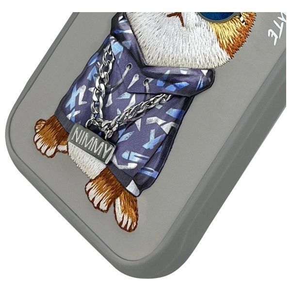 Etui Nimmy Glasses Cool Cat na iPhone 16 Pro Max - szare