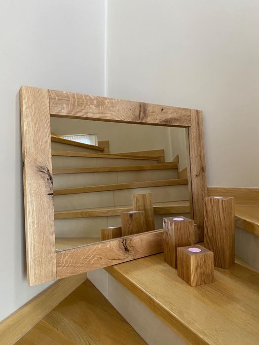 Lustro do lazienki salonu debowa rama