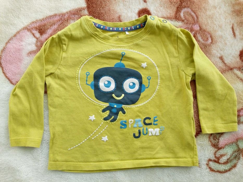 Zielona bluzka Cool Club 80 robot astronauta gwiazdki jak nowa