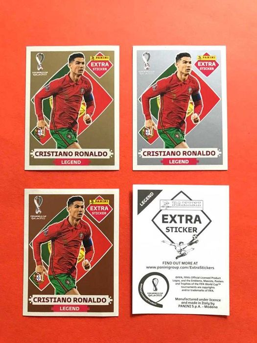 Extra Sticker Cristiano Ronaldo Ouro Prata Bronze Mundial Qatar 2022