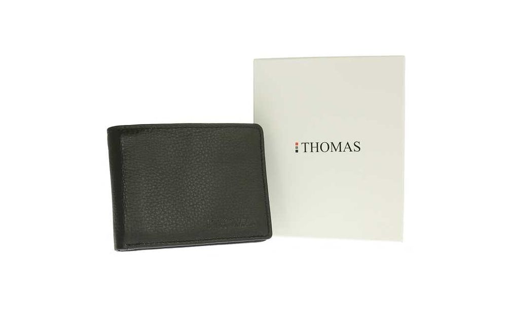 Męski portfel skórzany poziomy Thomas czarny skóra naturalna 100%