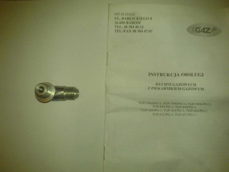 Kuchnia gazowa propan-butan EGAZ: reduktor, dysze, kolanko do palnika