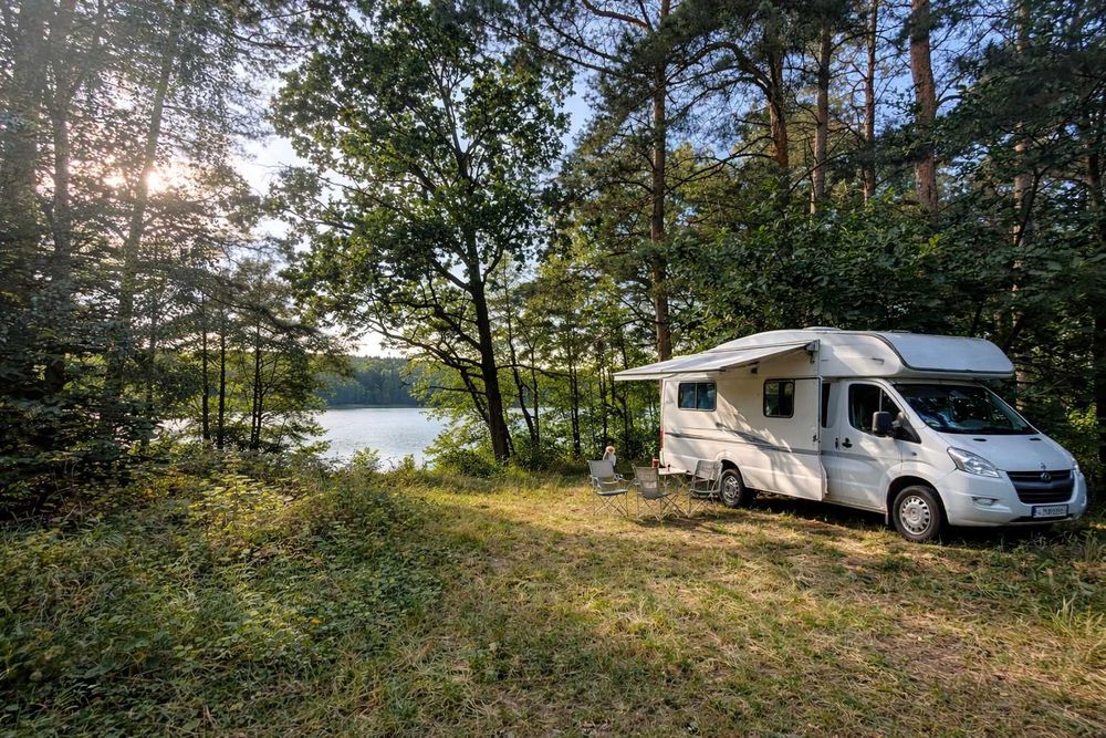 Linia brzegowa, miejscowy plan, jezioro i las