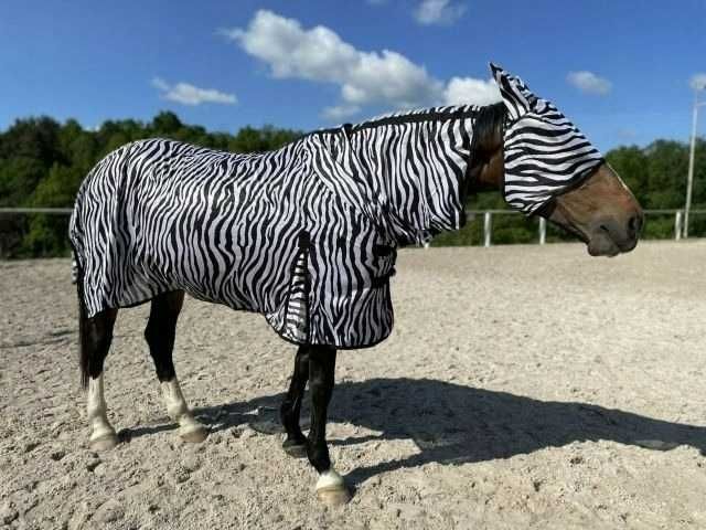 Derka siatkowa NA OWADY MUCHY dla konia ZEBRA + kaptur 135 na lato